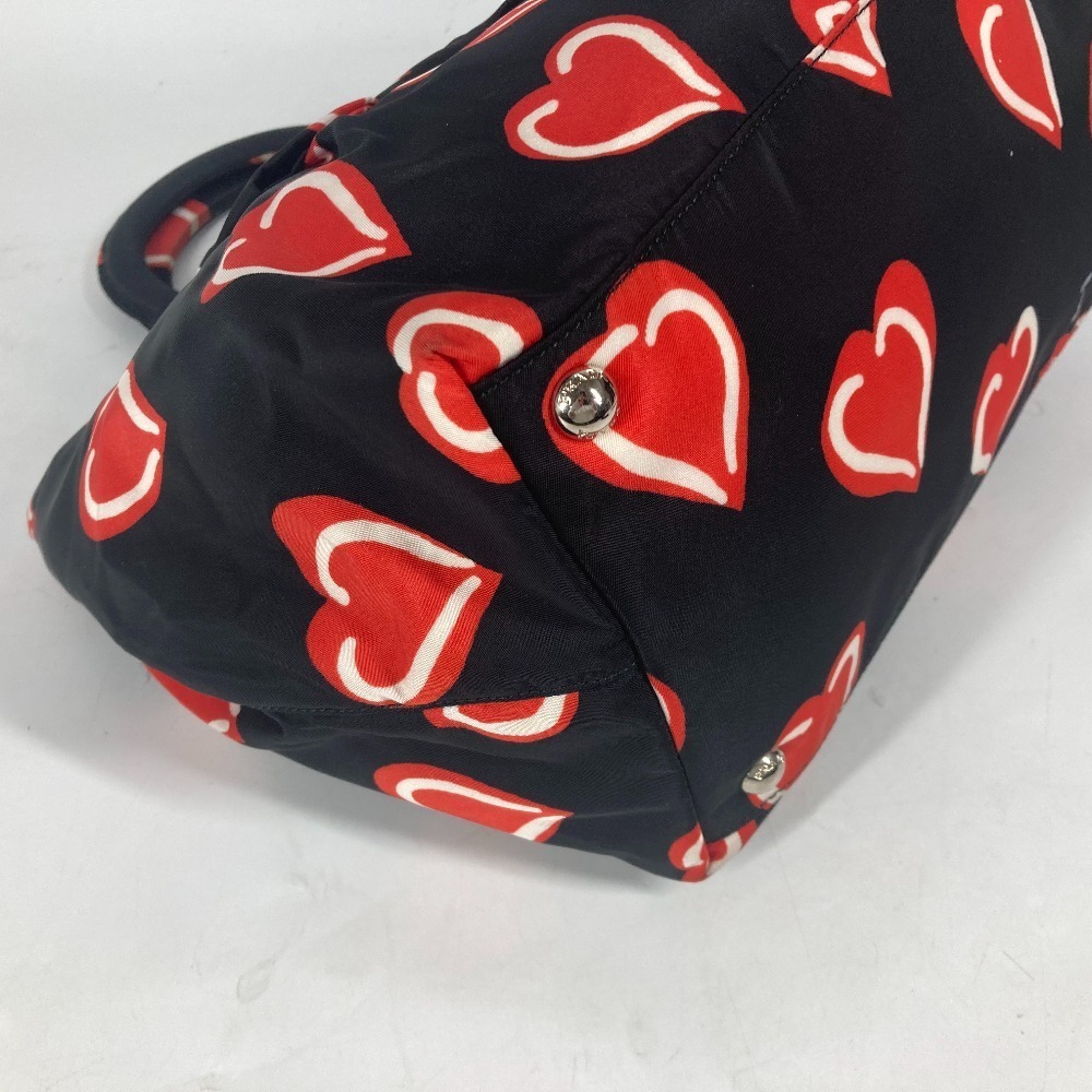 Prada Logo Heart Handbag Nylon Black - Picture 7 of 15
